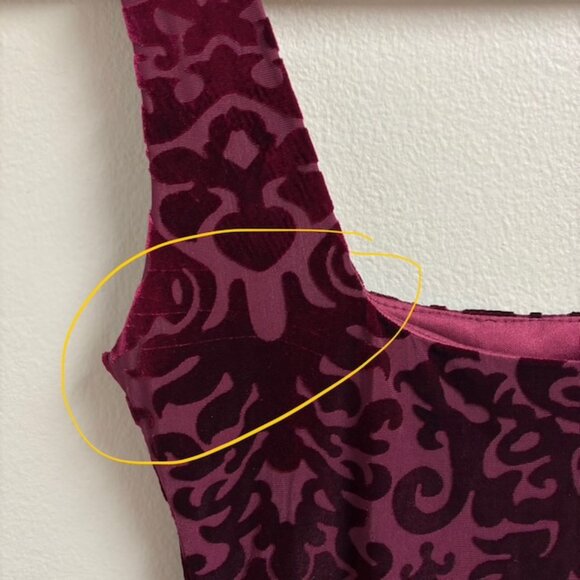 VTG Jump Apparel Womens Red Velvet Burn Out Sheath Y2K Dress Size XS Bodycon 90s - Picture 8 of 12